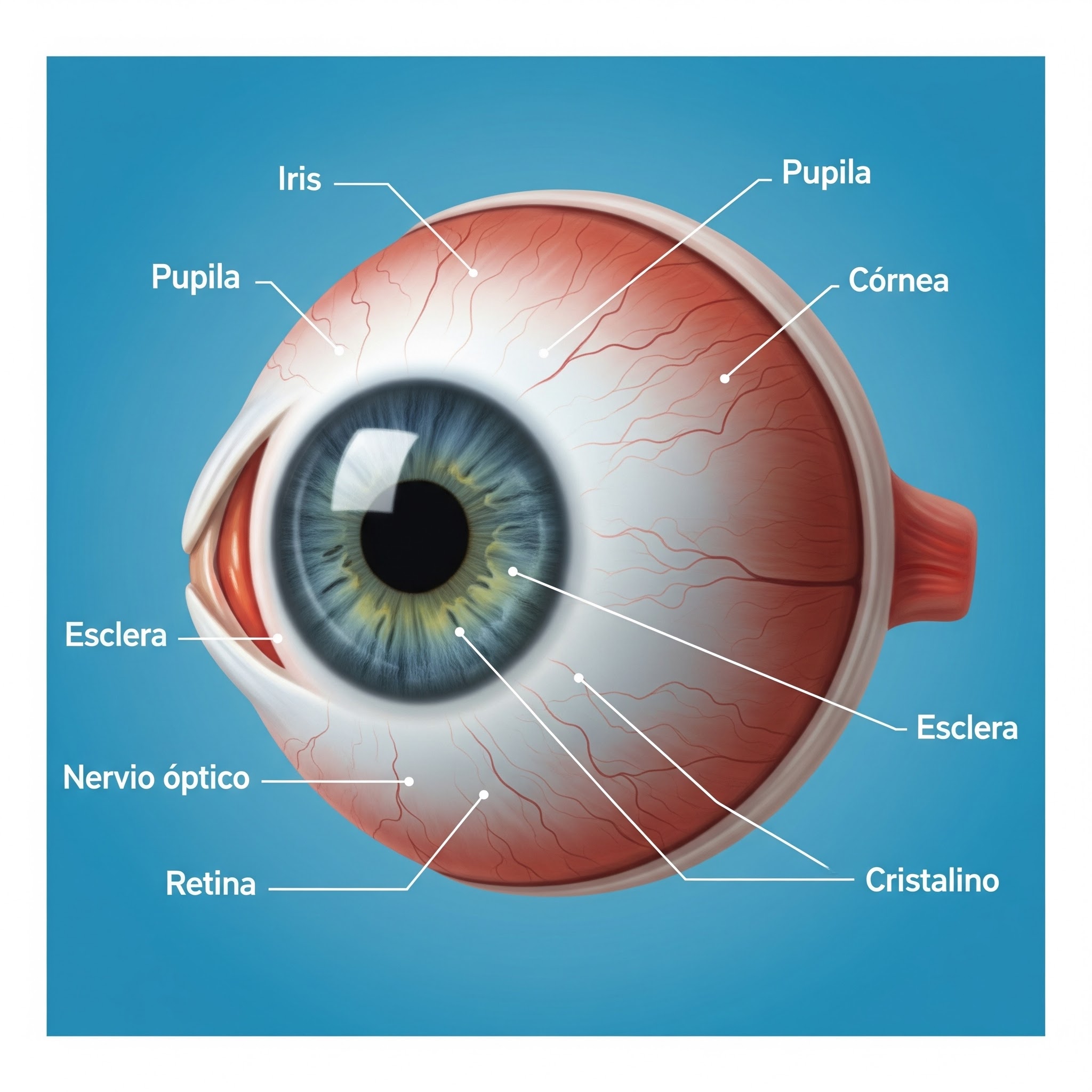 Diagrama sencillo de la anatomía del ojo humano
